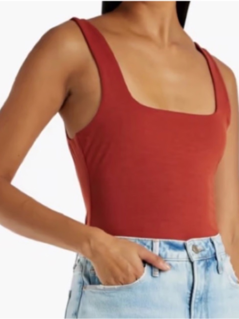 Abercrombie & Fitch Rust Red Square Neck Bodysuit – Medium